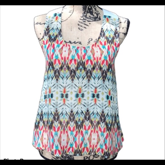 Ocean Drive Tops - Ocean Drive Sheer Boho Tank Mesh Back M GUC